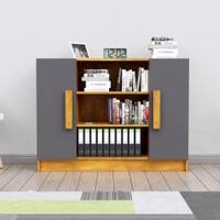 Hexa Engineered Wood Bookshelf in Giant Wood and Slate Grey Colour