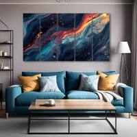 The Castle Decor Marble Abstract Art Wall Painting Wooden Framed  Painting 27x48 Inch Style 6