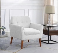 Thomas Fabric Lounge Chair in Off White Colour