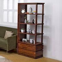 Vector Solid Wood Bookshelf in Teak Finish