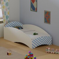 Loopy Loop Toddler Bed in White and Light Blue Stripes