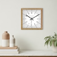 Wooden Square Wall Clock with Radiant Dial Design