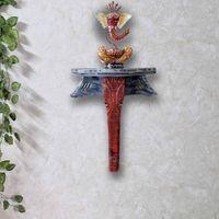 Hawley Red & Grey Handpainted Solid Wood Elephant trunk Wall Shelf by Dioo Fashions