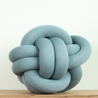 Nodo Cotton Knitted Knot Pillow  Cadet Blue 11X11 Inches