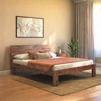 Boston Solid Wood King Size Non Storage Bed in Teak Finish