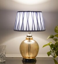 Idonia Nickel And Amber Finish Table Lamp With Tuck Pleated Shade