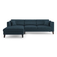 Lewis Sectional Sofa (Colour : Sea Port Blue Velvet, Cushion : Soft, Seater : Left Aligned 3 Seater + Left Aligned Chaise)
