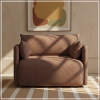 Cozychic Wood 1 Seater With Upholstery Non Storage Sofa In Red Colour