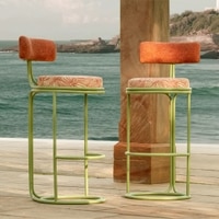 Dastoori Stainless Steel Outdoor Bar Stool in Beige Colour