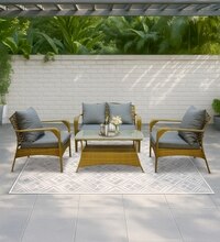 Dijon 2+1+1 Seater Wicker Sofa Set in White Colour