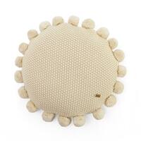 Pom Pom Natural Round Cushion Cover  16 Dia Inches