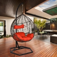 Geneva Wicker Swing In Black And Brown Color