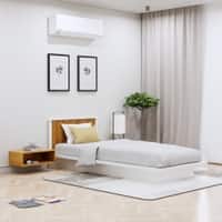 Hexa Engineered Wood Modern Single Bed With Headboard Without Storage In Frosty White And Giant Wood