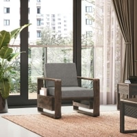 Moreno Single Seater Solid Wood Sofa In Danish Walnut Finish with Flint Grey Futon Colour