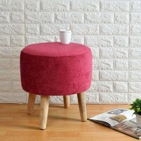 Melanie Solid Wood Stool in Pink Colour