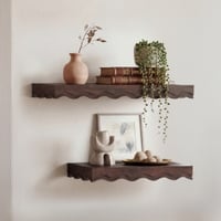 Ruki Set Of 2 - Small, Medium And Large Wall Shelves In Toasted Walnut Finish
