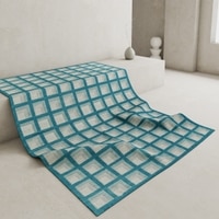 Jaipur Rugs Soft Checkered Wool Dhurrie Rug Blue 6x9 ft