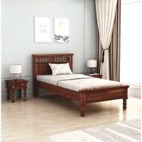 Naisha Solid Wood Single Size Non Storage Bed In Teak Finish