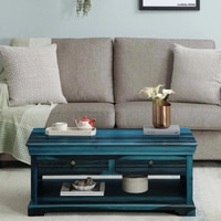 Sheesham Wood Coffee Table In Scratch Resistant Ocean Blue Finish