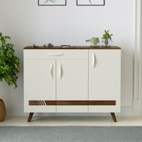 Kaspen Engineered Wood Wood Dual Tone 3 Doors Shoe Rack Cabinet Slipper Footwear Stand Organizer with Drawer can Store Up to 16 Pairs for Home (Brown Maple & Frosty)