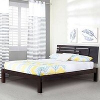 Stockholm Bed (Solid Wood) (Mahogany Finish, Queen Bed Siz, Box Storage)