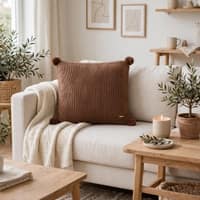 Jersey Chunky Knit Rust Decorative Cushion Cover 16 x 16 Inches