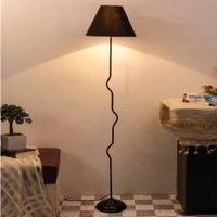 Nola Black Fabric Floor Lamp with Black Iron Base