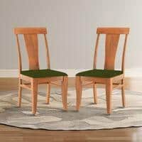 Fabio Dining Chair Set Of 2 In Colour Olive Green And Finish Amber Walnut