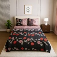Multicolor Floral 400 TC Cotton Flat Single Bed Size Bedsheet With 2 Pillow Cover From Threads
