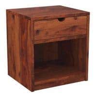 Cedar Solid Wood Bedside Table in Teak Finish