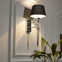 Aberdeenshire Glass and shiny Brass Wall Light With Black Cotton Shade