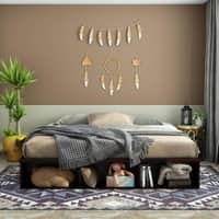 Unicorn Solid Wood King  Size Bed With Box Storage (Walnut Finish)