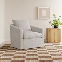 Oxford Boucle Fabric Lounge Chair in White Colour