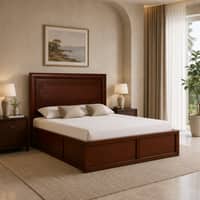 Sahaj Solid Wood Comfort Queen Bed Box Storage Provincial Teak Finish Mattress 60 x 78 Inches