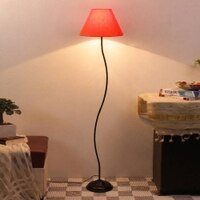 Everly Orange Fabric Floor Lamp with Black Iron Base