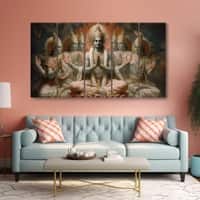 The Castle Decor Goddess Laxmi Wall Painting Wooden Framed 27x48 Inch (Style 13)