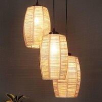 Leland Beige Bamboo Cluster Hanging Light