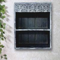 Sargasso Grey Colour Solid Wood Handcarved Box Style Floating Wall Shelf with compartment