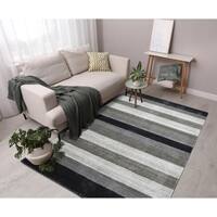 Athena Charcoal Solid Woven Wool 5X3 Feet Carpet