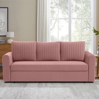 Melano 3 Seater Pull Out Sofa cum Bed  in Pink Colour