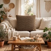 Rosa Dark Brown Melange Cotton Knitted Decorative Cushion Cover 16 x 16 Inches