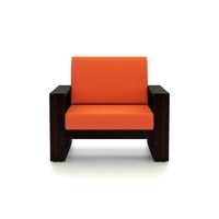 Parson 1 Seater Wooden Sofa In American Walnut Finish & Lava Colour