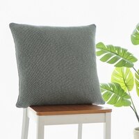 Elegant Knit Cotton Cushion Cover  Medium Grey 22X22  Inches