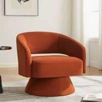 Aracell Swivel Solid Wood Round Chair in Orange Colour