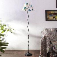 Nikolai Multicolour Fabric Floor Lamp with Black Iron Base
