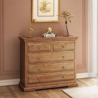 Tuscany Solid Wood Chest of 5 Drawers in Natural Teak Finish