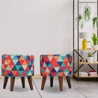 Isaac Solid Wood  Ottomon in  Multicolor Colour