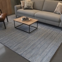 Jaipur Rugs Soft Geometric Grid Wool Viscose Dhurrie Rug Blue 6x9 ft