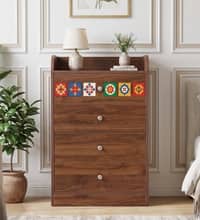 Ethnica Chest of Drawers with 4 Drawers in Columbian Walnut Finish