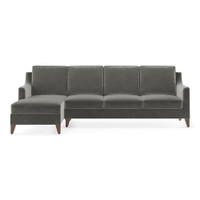 Abbey Sectional Sofa (Colour : Ash Grey Velvet, Cushion : Hard, Seater : Left Aligned 3 Seater + Left Aligned Chaise)